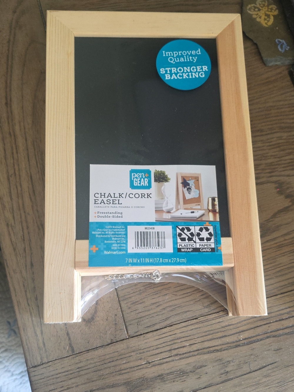 Natural Wood Chalk & Cork Easel - Black Surface